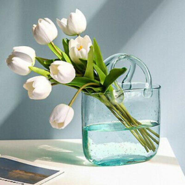 Muxing Glas Blumenvase Handtasche geformt klar Vase Aquarium